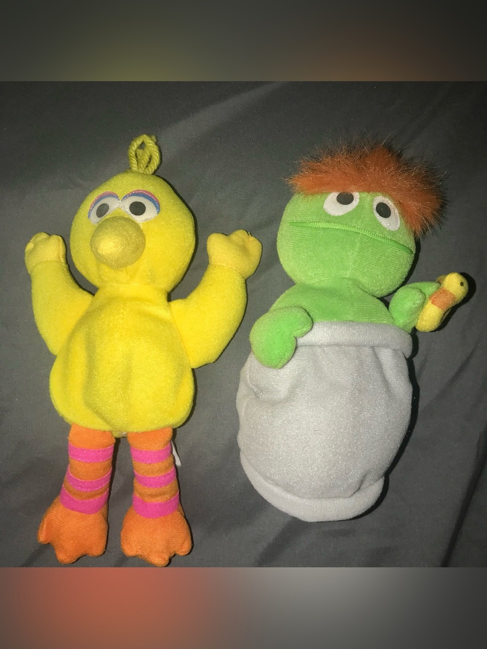 1997 Tyco Sesame Street Big Bird & Oscar The Grouch Bean bag Plush Vintage